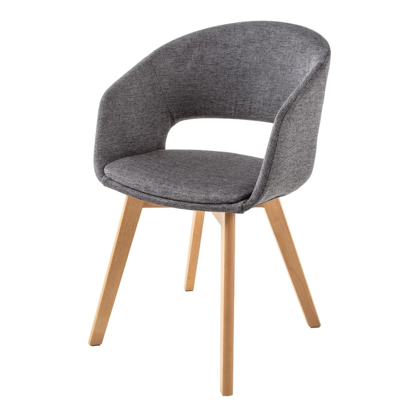 riess-ambiente Stuhl NORDIC STAR Grau Strukturstoff Massivholz Armlehne