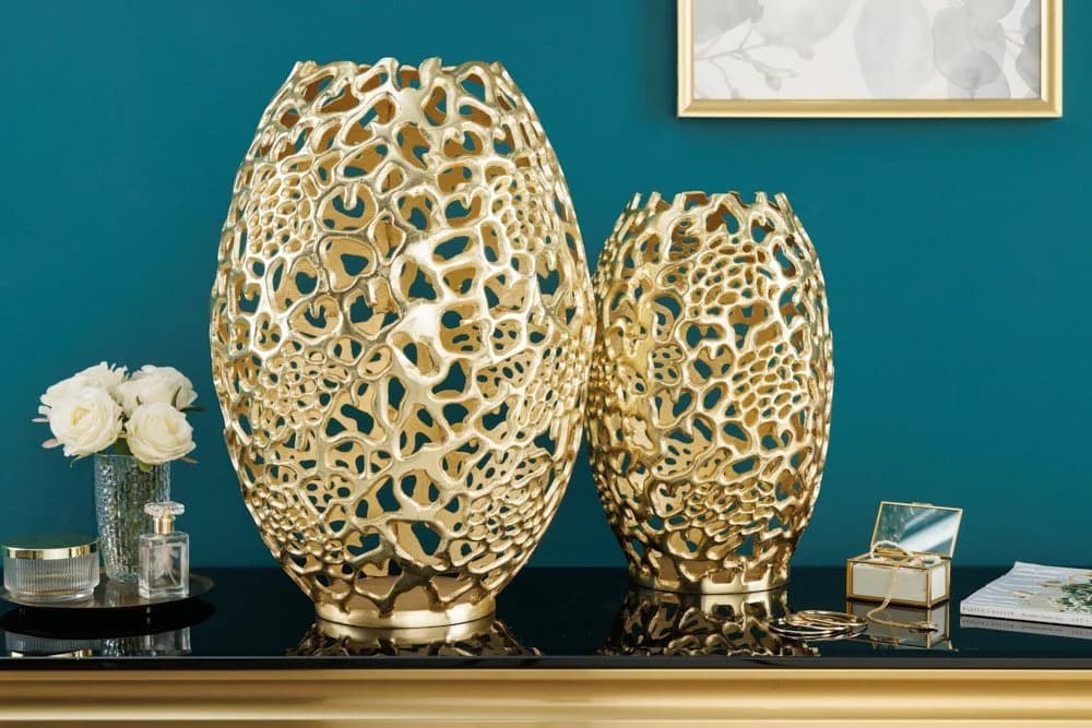 riess-ambiente Dekovase ABSTRACT LEAF 50cm Gold Handmade Metall - Bild 4