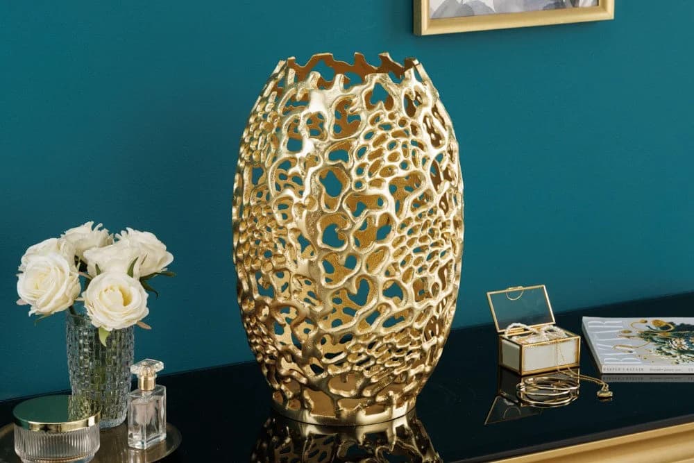 riess-ambiente Dekovase ABSTRACT LEAF 40cm Gold Metall