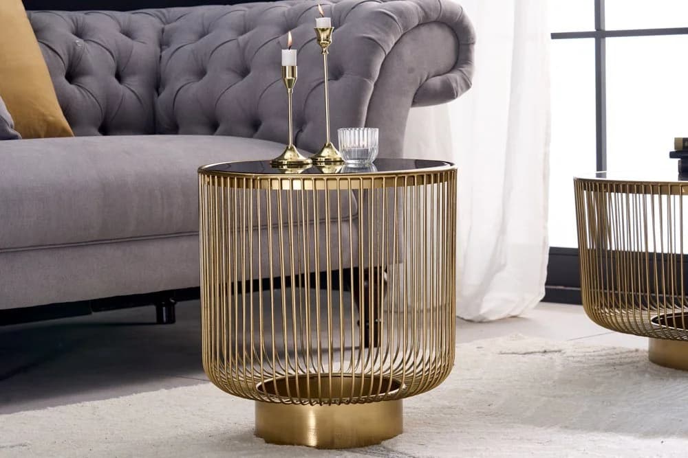 riess-ambiente Beistelltisch VARIATION Ø50cm Gold/Schwarz Glas Metall - Bild 2