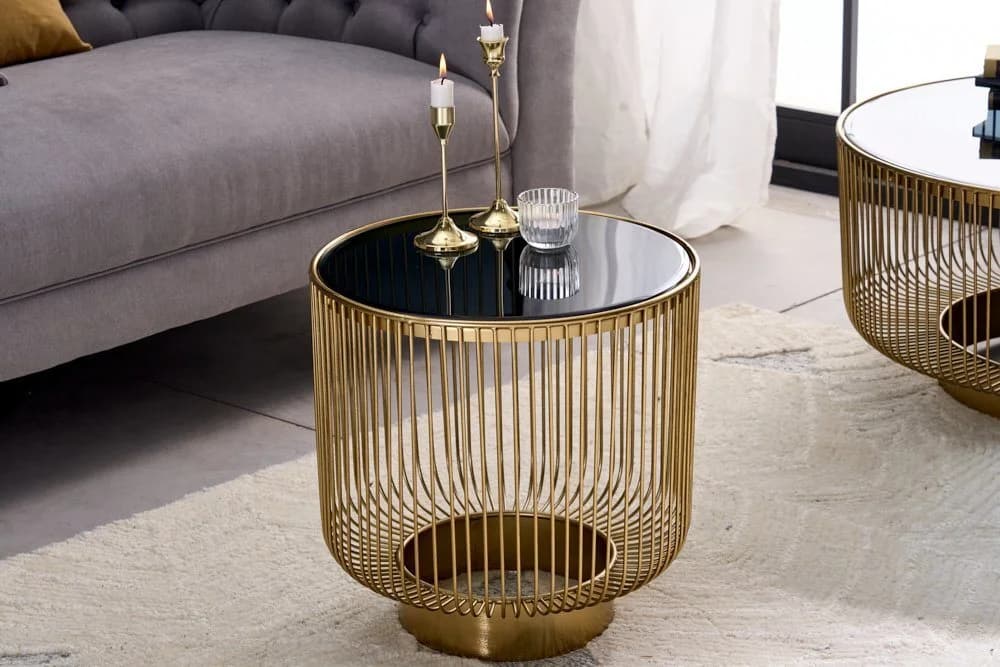 riess-ambiente Beistelltisch VARIATION Ø50cm Gold/Schwarz Glas Metall - Bild 3