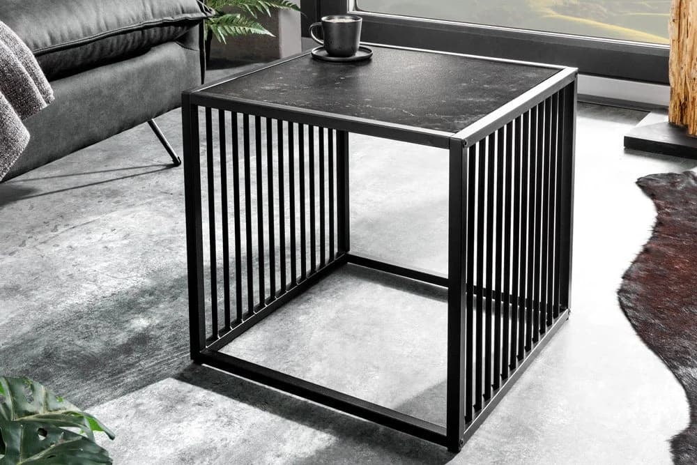 riess-ambiente Beistelltisch ARCHITECTURE Schwarz Marmor-Optik Metall