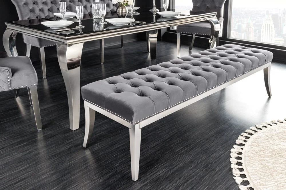 riess-ambiente Sitzbank CASTLE DELUXE Grau Silber Samt Edelstahl - Bild 2