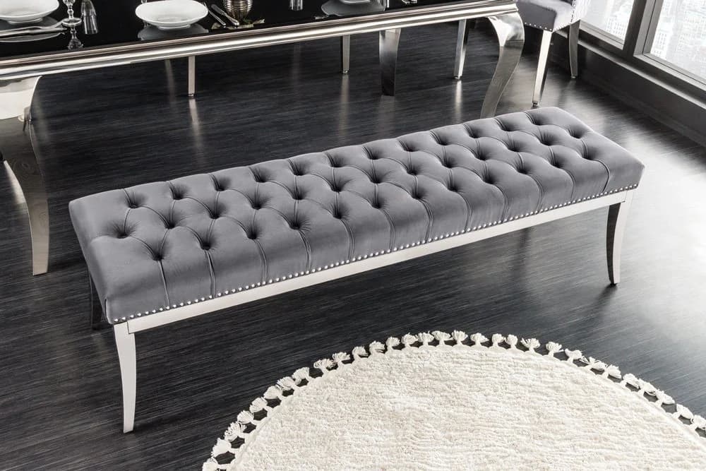 riess-ambiente Sitzbank CASTLE DELUXE Grau Silber Samt Edelstahl - Bild 3