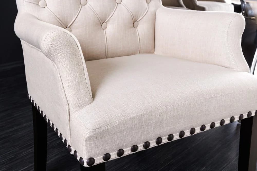 riess-ambiente Armlehnstuhl CASTLE Beige Chesterfield Holzbeine - Bild 4