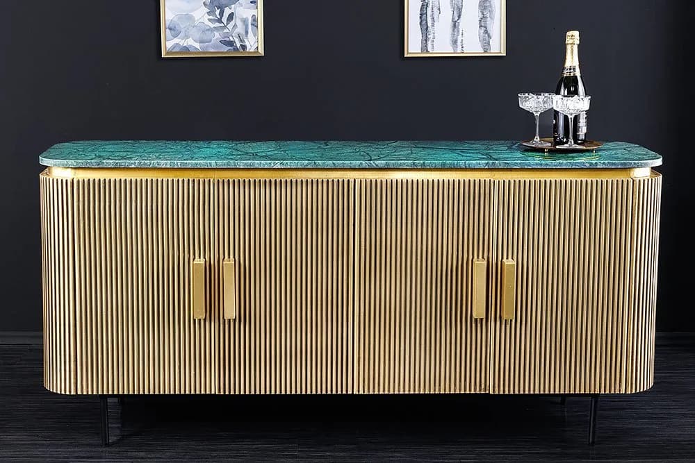 riess-ambiente Sideboard VENEZIANO 160cm Messing Grün Retro Design