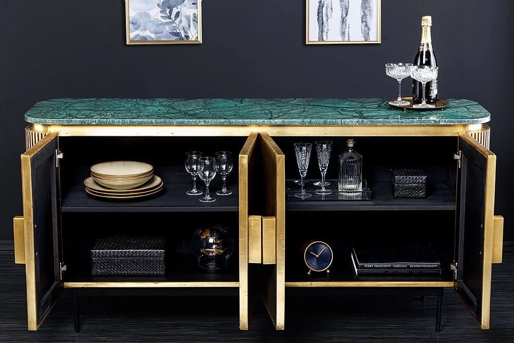 riess-ambiente Sideboard VENEZIANO 160cm Messing Grün Retro Design - Bild 3