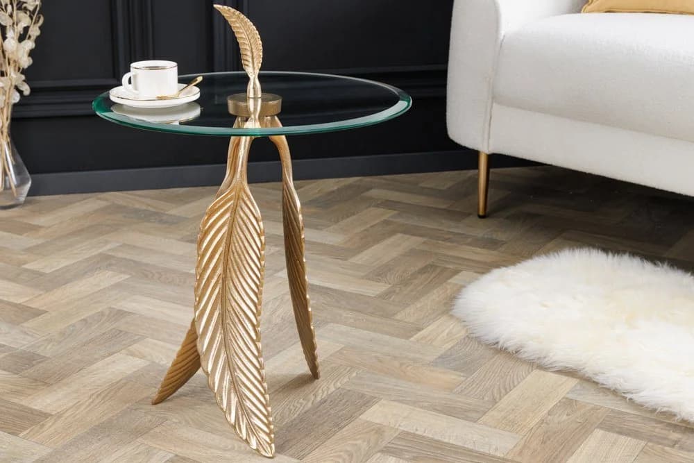 riess-ambiente Beistelltisch FEATHER 65cm Gold Handarbeit