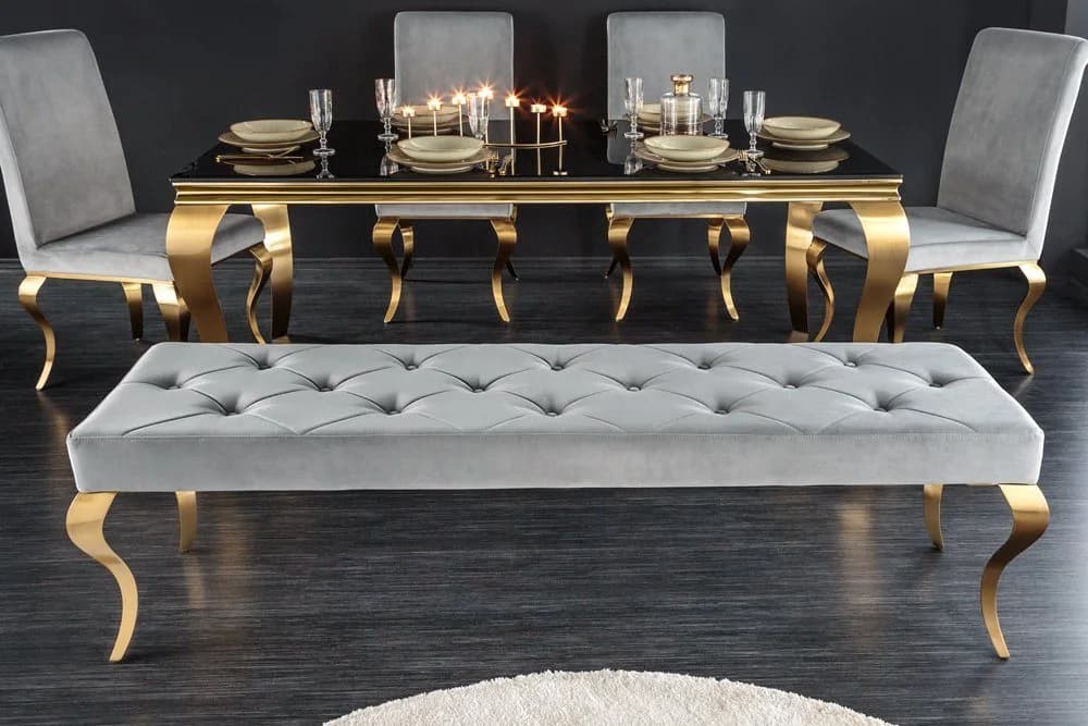 riess-ambiente Sitzbank MODERN BAROCK Grau Samt Gold - Bild 2