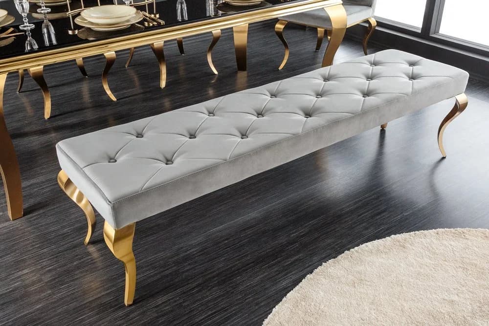 riess-ambiente Sitzbank MODERN BAROCK Grau Samt Gold - Bild 4