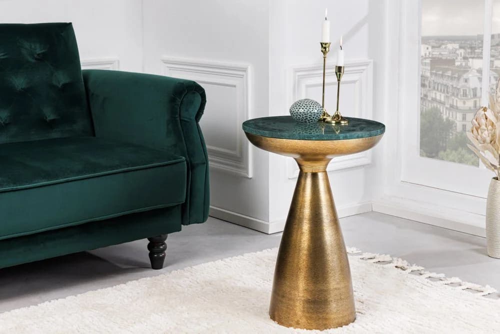 riess-ambiente Beistelltisch ELEMENTS 60cm Gold Grün Marmor
