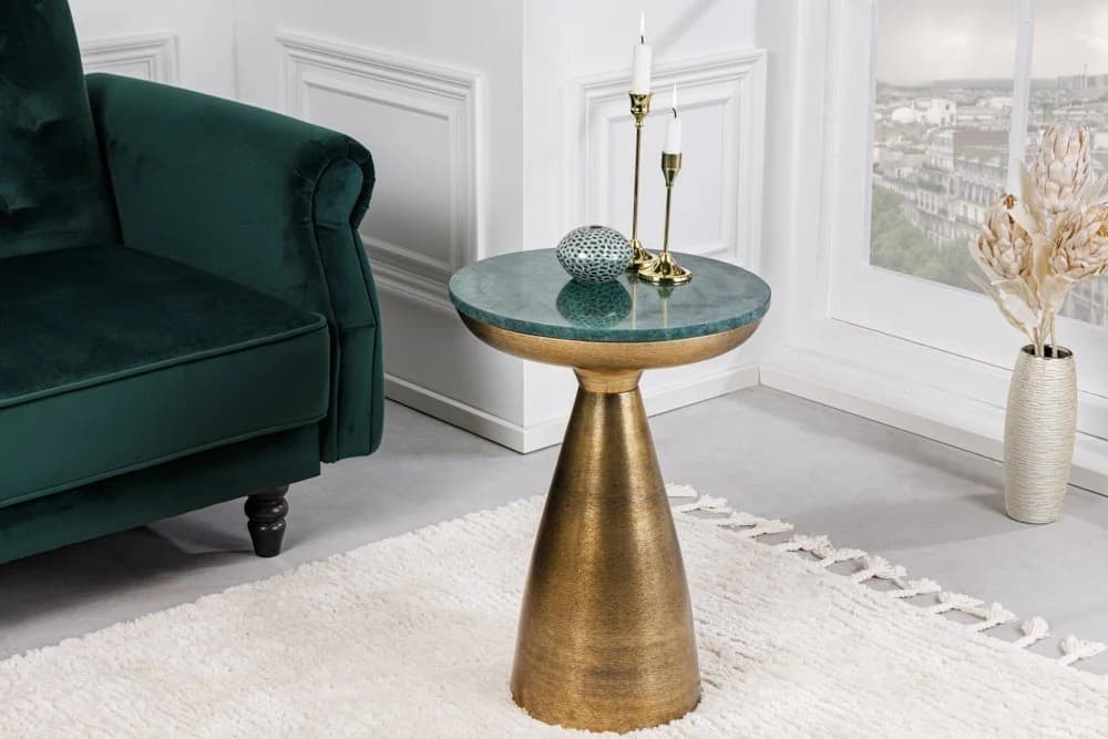 riess-ambiente Beistelltisch ELEMENTS 60cm Gold Grün Marmor - Bild 3