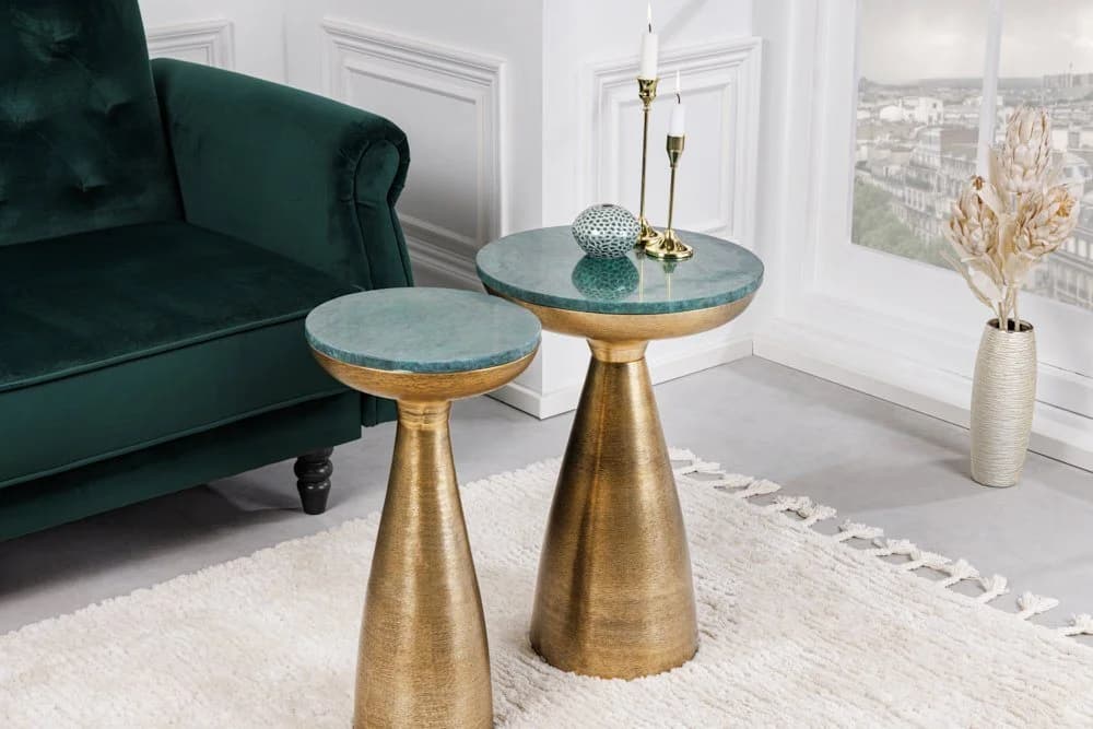 riess-ambiente Beistelltisch ELEMENTS 60cm Gold Grün Marmor - Bild 4