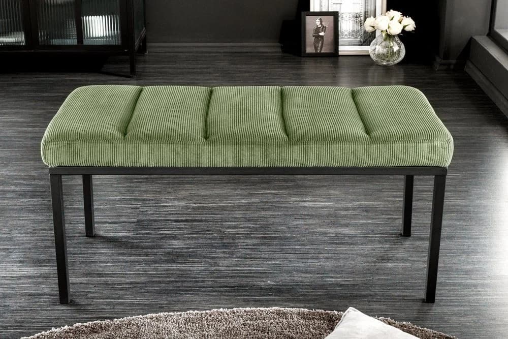riess-ambiente Sitzbank PETIT BEAUTÉ 80cm Grün Schwarz Cord Metall - Bild 2