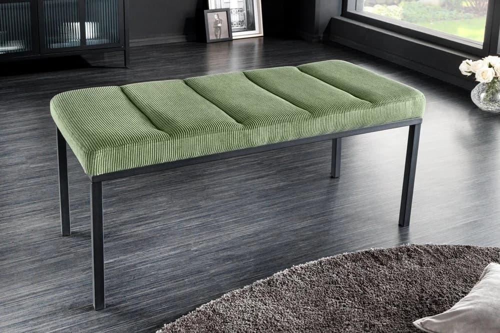 riess-ambiente Sitzbank PETIT BEAUTÉ 80cm Grün Schwarz Cord Metall - Bild 3