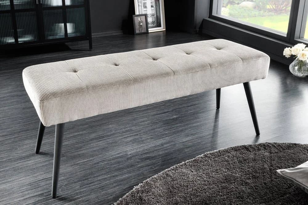 riess-ambiente Sitzbank BOUTIQUE 100cm hellgrau/schwarz Cord-Bezug Metallbeine - Bild 2