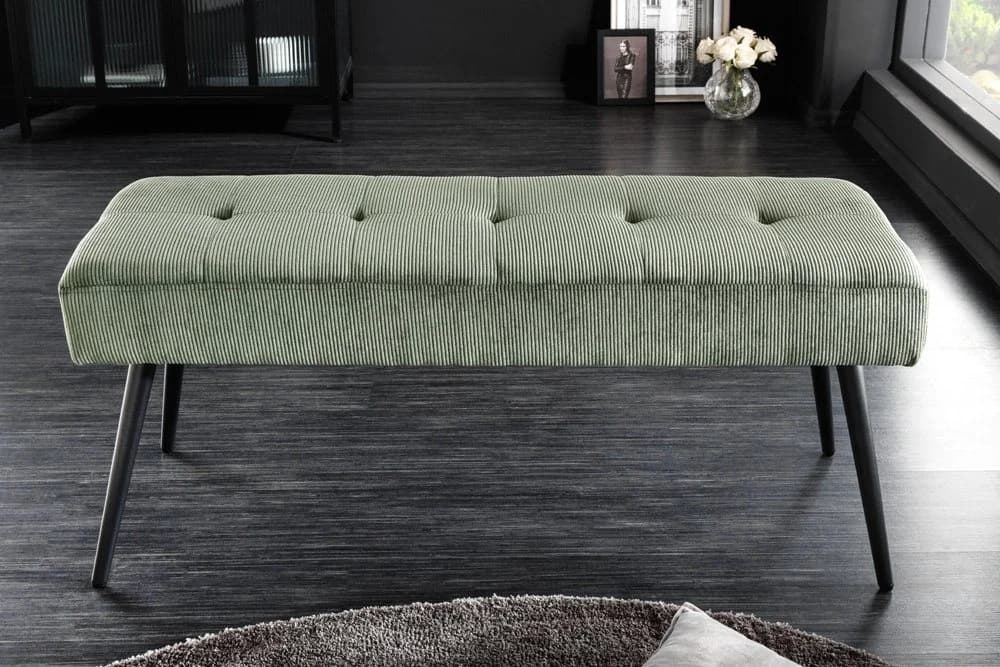 riess-ambiente Sitzbank BOUTIQUE 100cm Grün Schwarz Cord Metallbeine - Bild 2