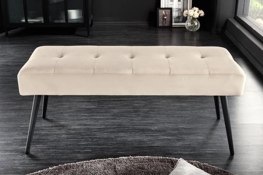 riess-ambiente Sitzbank BOUTIQUE 100cm Champagner Samt Schwarz Metallbeine - Bild 2