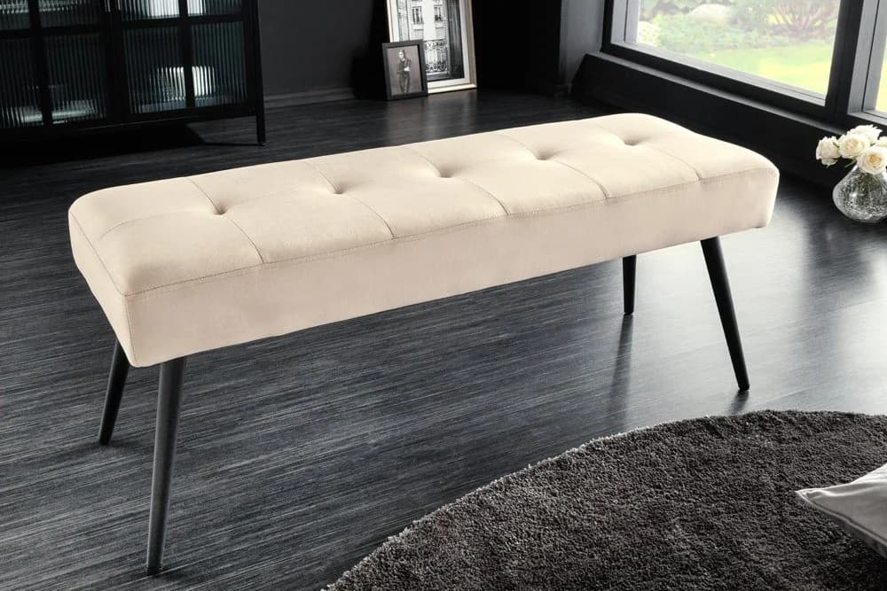 riess-ambiente Sitzbank BOUTIQUE 100cm Champagner Samt Schwarz Metallbeine - Bild 3
