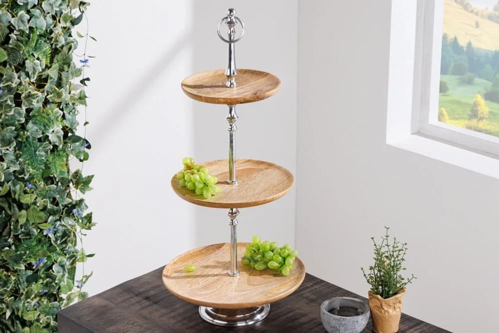 riess-ambiente Dekoetagere PURE NATURE 68cm natur / silber