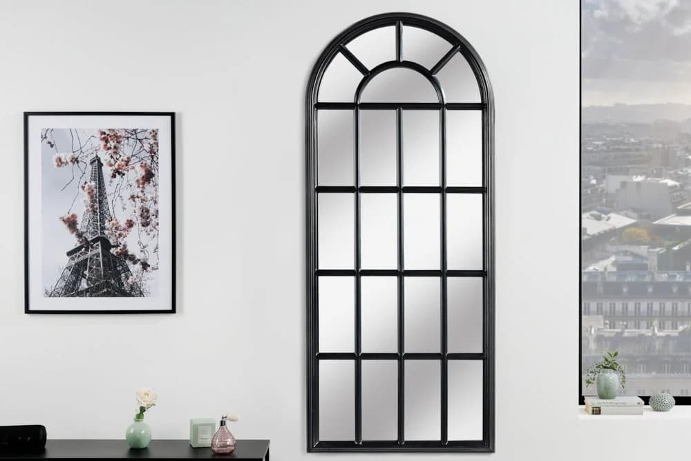riess-ambiente Wandspiegel CASTILLO 140cm Schwarz Pinienholz Fenster-Design - Bild 2