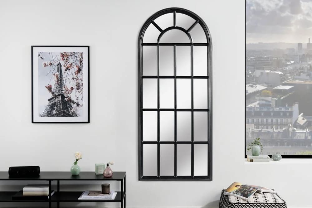 riess-ambiente Wandspiegel CASTILLO 140cm Schwarz Pinienholz Fenster-Design - Bild 3
