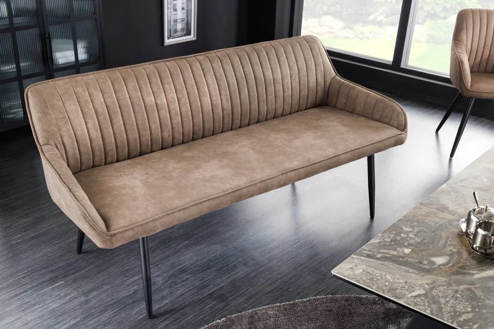 riess-ambiente Sitzbank TURIN Taupe Schwarz Microfaser Metallbeine