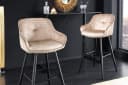 riess-ambiente Barhocker EUPHORIA Samt champagner greige/schwarz mit Lehne Bild 1
