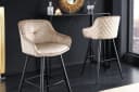 riess-ambiente Barhocker EUPHORIA Samt champagner greige/schwarz mit Lehne Bild 2