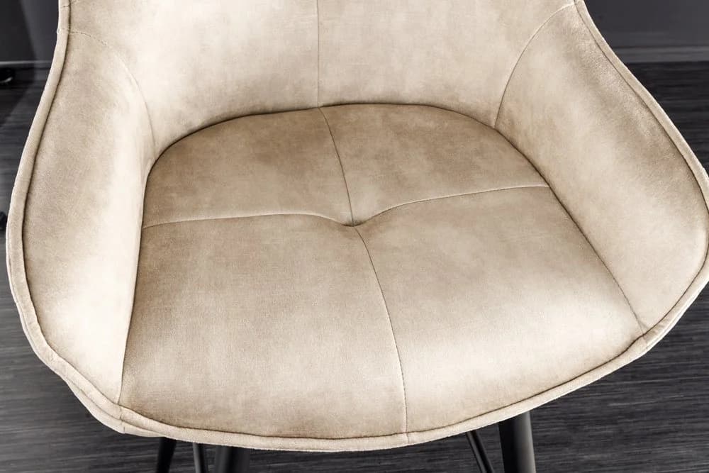 riess-ambiente Barhocker EUPHORIA Samt champagner greige/schwarz mit Lehne - Bild 4