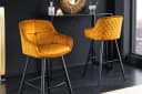 riess-ambiente Barhocker EUPHORIA Senfgelb Schwarz Samt Metall Bild 2