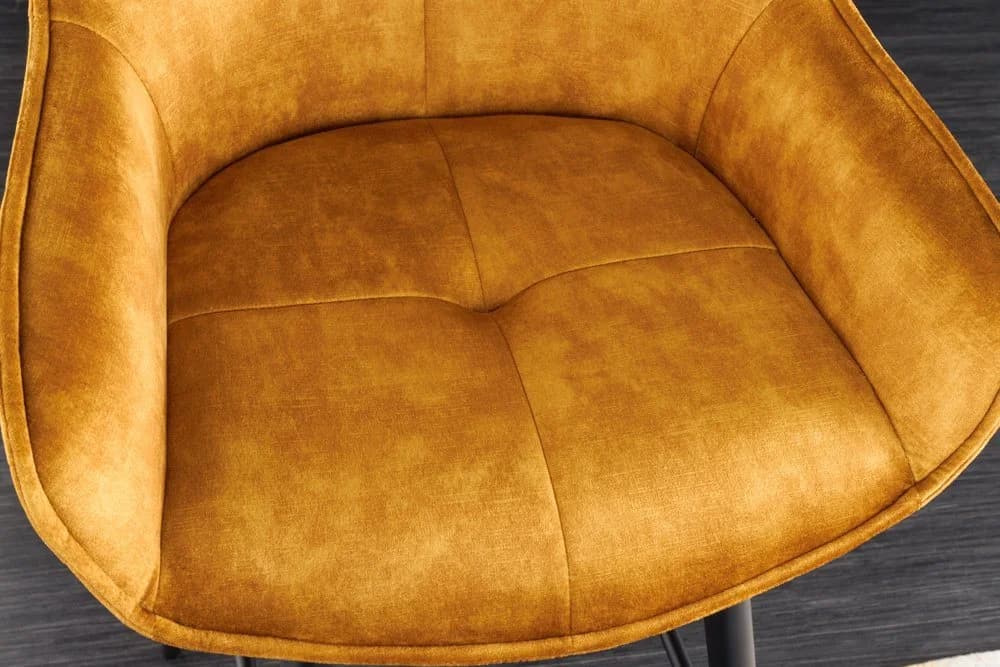 riess-ambiente Barhocker EUPHORIA Senfgelb Schwarz Samt Metall - Bild 4