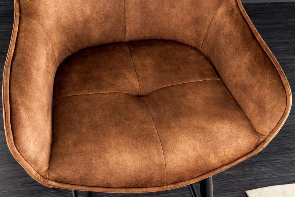 riess-ambiente Barhocker EUPHORIA Rostbraun Schwarz Samt Metallbeine mit Lehne - Bild 4