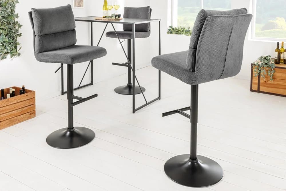 riess-ambiente Barhocker COMFORT grau/schwarz höhenverstellbar drehbar - Bild 3