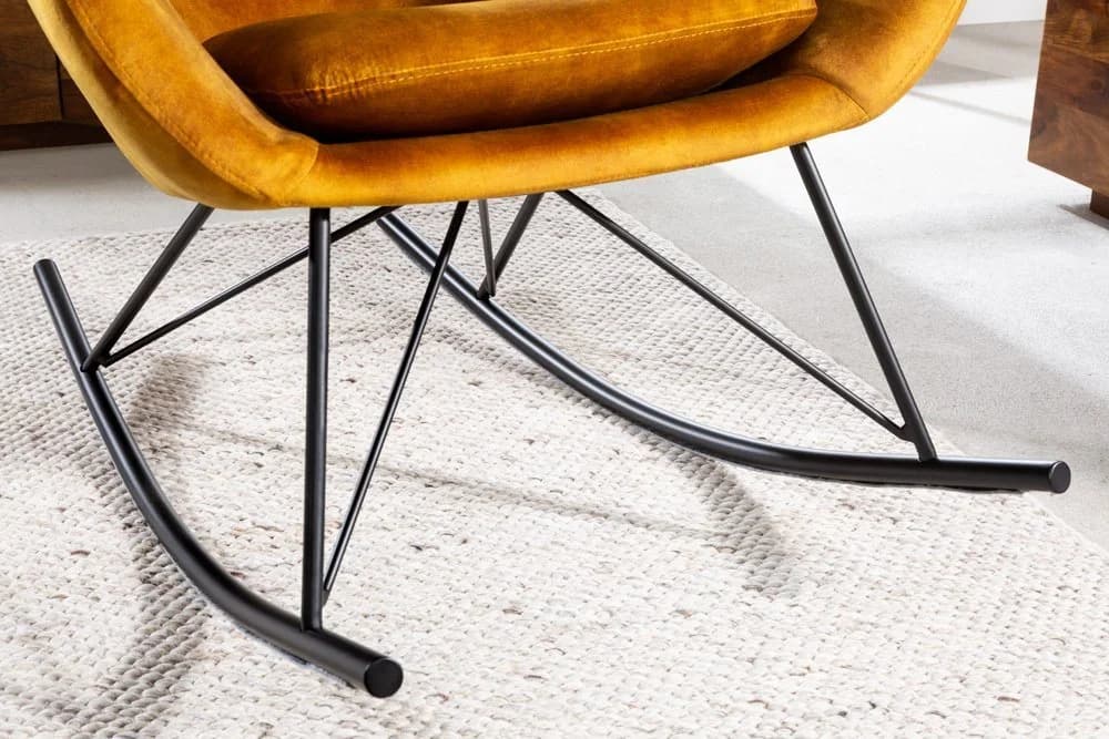 riess-ambiente Schaukelstuhl SCANDINAVIA SWING Senfgelb Schwarz Samt Metall - Bild 4