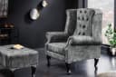 riess-ambiente Ohrensessel CHESTERFIELD Grau Samt Holz Bild 1