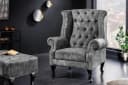 riess-ambiente Ohrensessel CHESTERFIELD Grau Samt Holz Bild 2