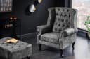riess-ambiente Ohrensessel CHESTERFIELD Grau Samt Holz Bild 4