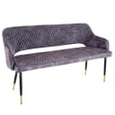 Riess Ambiente Sitzbank PARIS 160cm Grau Samt Retro Metallbeine Gold Bild 1