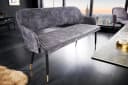 Riess Ambiente Sitzbank PARIS 160cm Grau Samt Retro Metallbeine Gold Bild 3