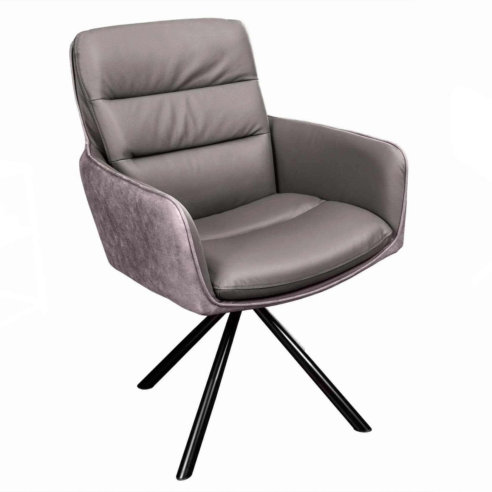 riess-ambiente Polsterstuhl BIG GEORGE Taupe/Schwarz Echtleder
