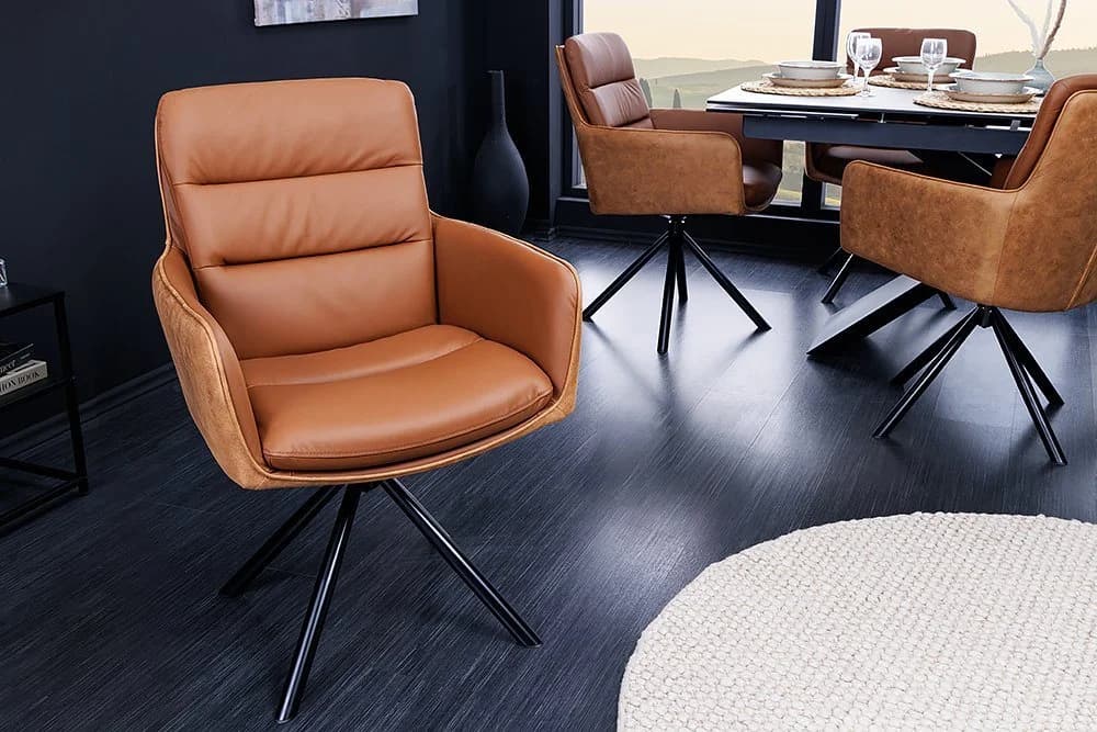 riess-ambiente Polsterstuhl BIG GEORGE Cognac Schwarz Echtleder - Bild 4