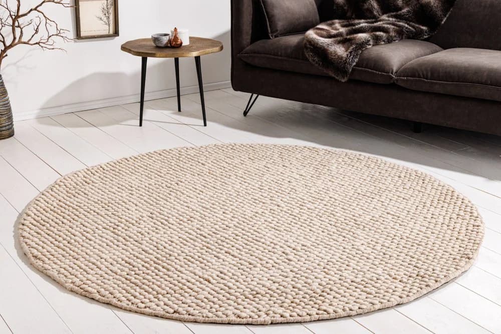 riess-ambiente Wollteppich 150cm Beige Rund