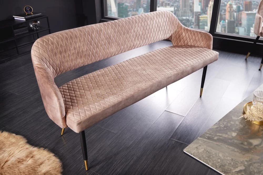 riess-ambiente Sitzbank PARIS Retro Samt Beige Schwarz Gold - Bild 3