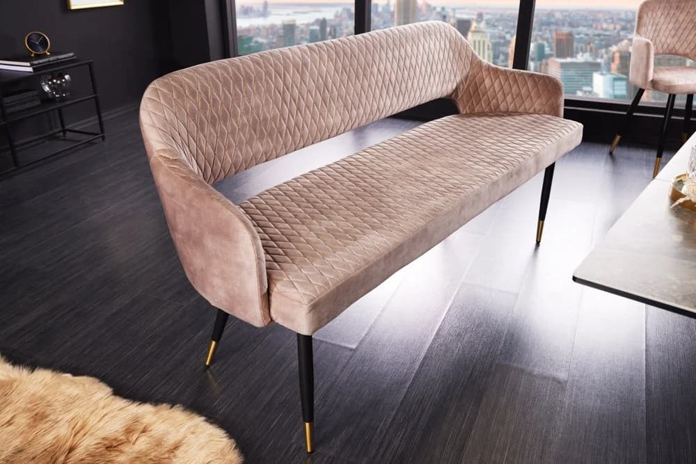 riess-ambiente Sitzbank PARIS Retro Samt Beige Schwarz Gold - Bild 4