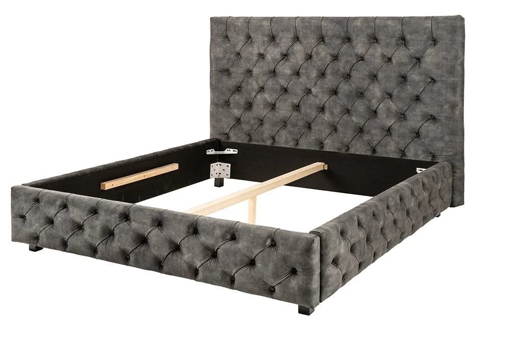 riess-ambiente Polsterbett PARIS 180x200cm Grau Chesterfield-Stil