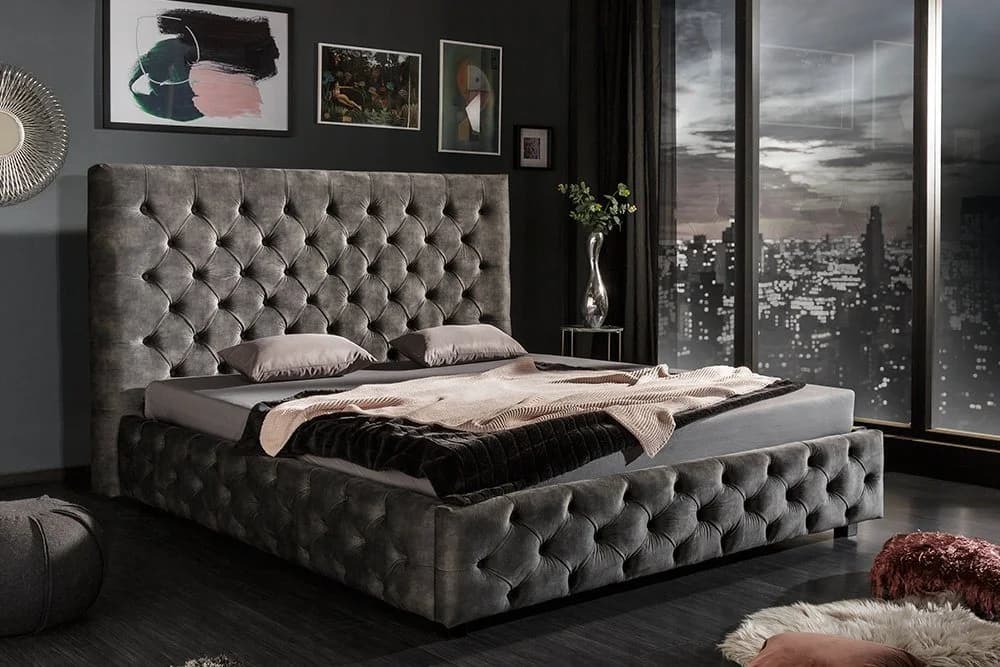 riess-ambiente Polsterbett PARIS 180x200cm Grau Chesterfield-Stil - Bild 2
