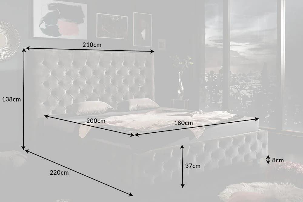 riess-ambiente Polsterbett PARIS 180x200cm Grau Chesterfield-Stil - Bild 5