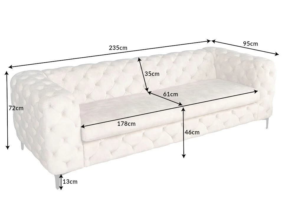 riess-ambiente 3-Sitzer MODERN BAROCK Sofa Samt Champagner-Beige Chesterfield - Bild 3