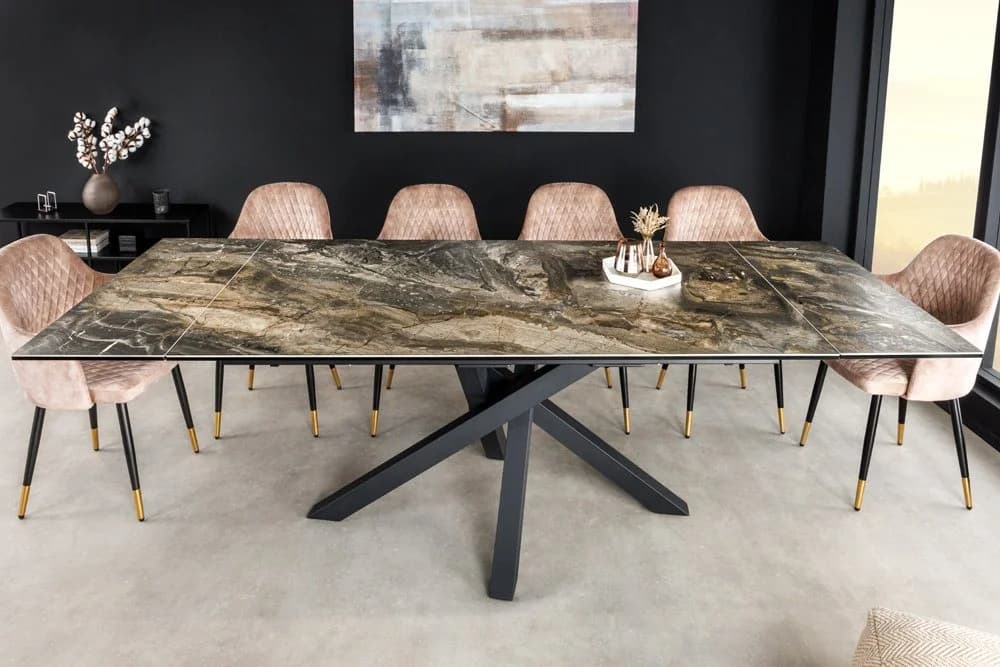 riess-ambiente Esstisch MARVELOUS Taupe Keramik Marmor-Design Sterngestell